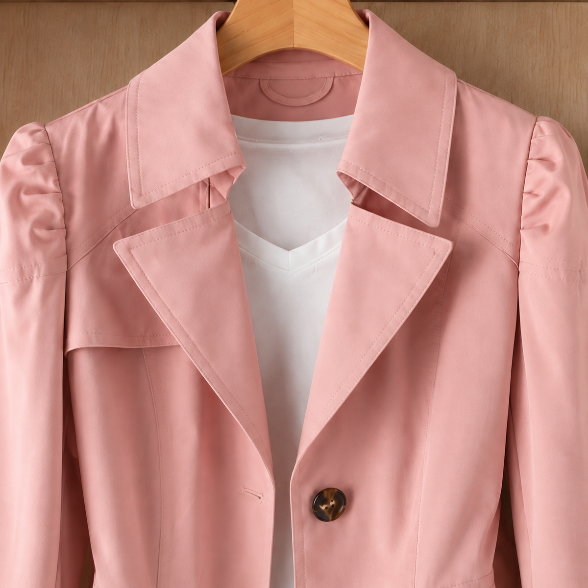 Trench Coat Cotton Blend Lightweight Tailored with Flared Hem