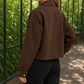 Utility Jacket Polyester Cropped with Zip Front and Chest Pockets