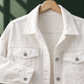 Denim Jacket Cotton Blend Relaxed with Four Pockets and Turned Cuffs