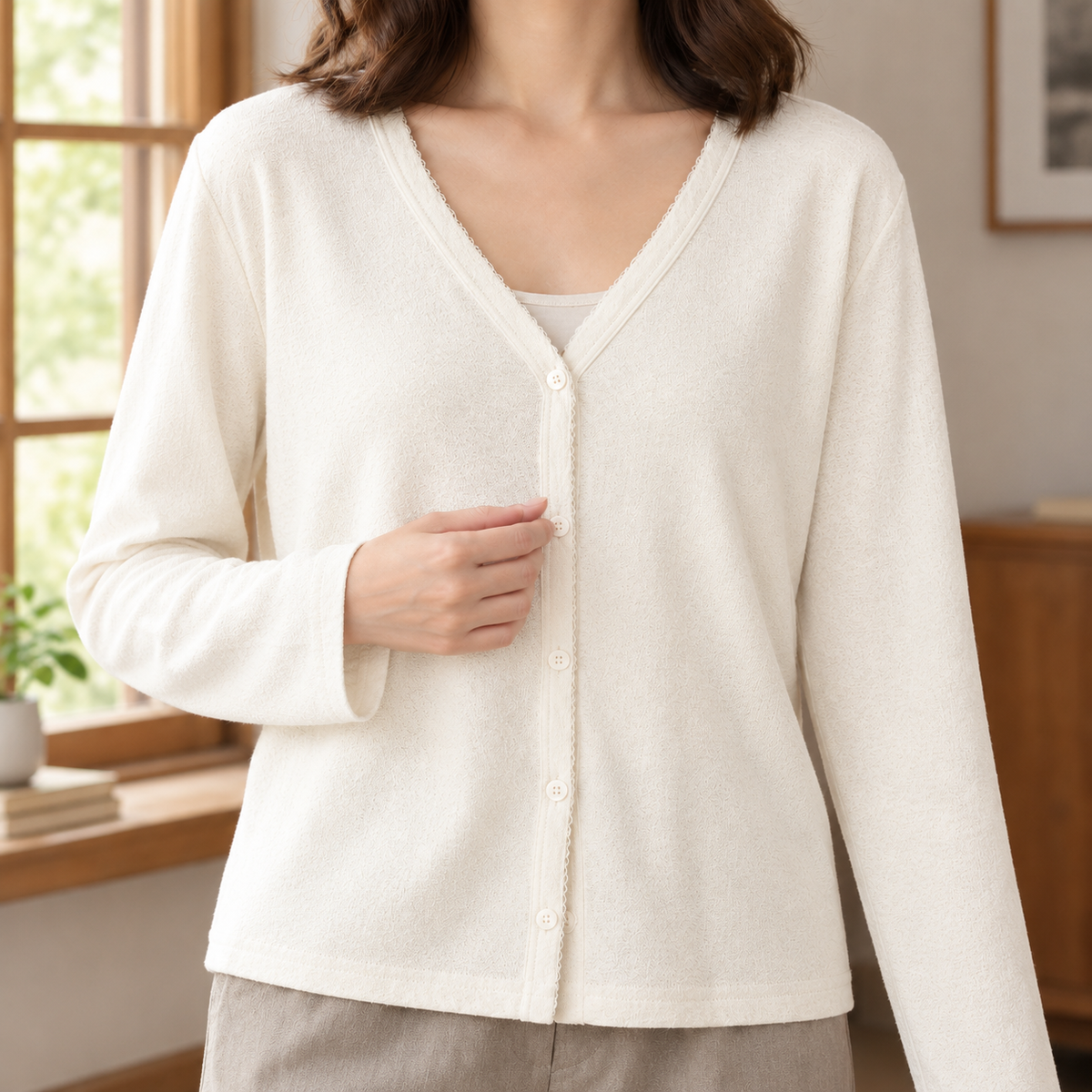 Lightweight Button-Front Cardigan