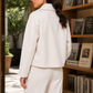 Blazer Polyester Cropped Boxy Double-Breasted with Notched Lapels