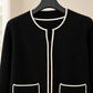 Cropped Contrast Trim Cardigan