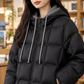 Quilted Jacket Duck Down Boxy with Hood and Adjustable Drawcord Hem