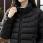 Quilted Jacket Duck Down Cropped with High Collar and Drawcord Hem