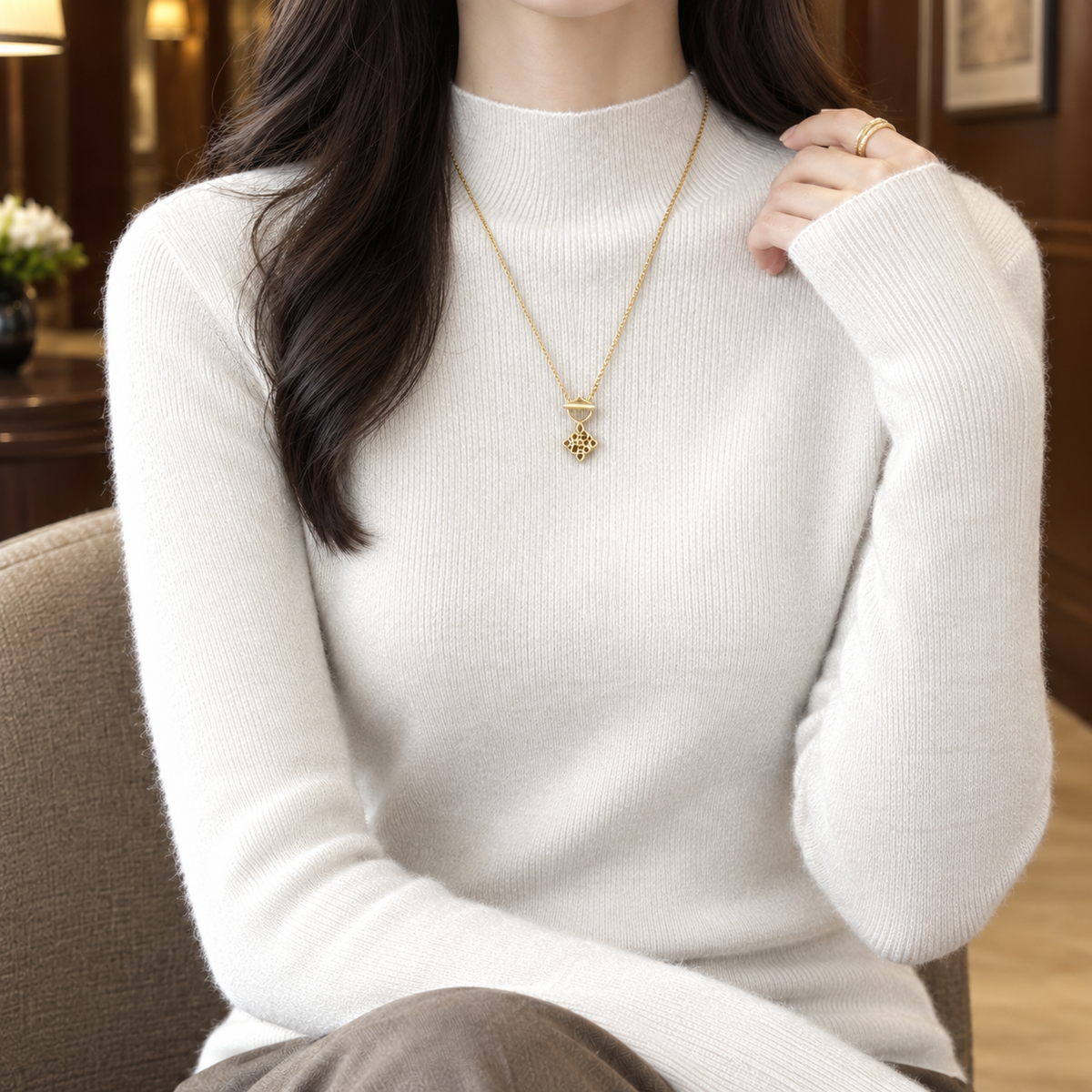 Cashmere-Feel Ribbed Jumper