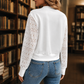 Crochet Jacket Polyester Waist-Length with Floral Lace Sleeves