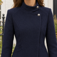 Coat Wool Blend Tailored with Stand Collar and Silky Scarf