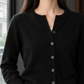 Fine Knit Button-Front Cardigan, Hip Length