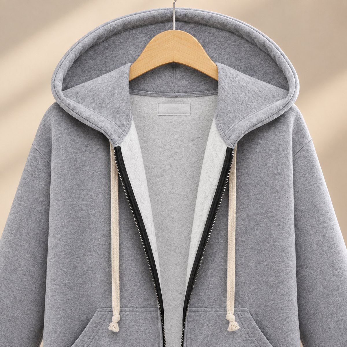 Overcoat Polyester Longline with Drawcord Hood and Full Zip