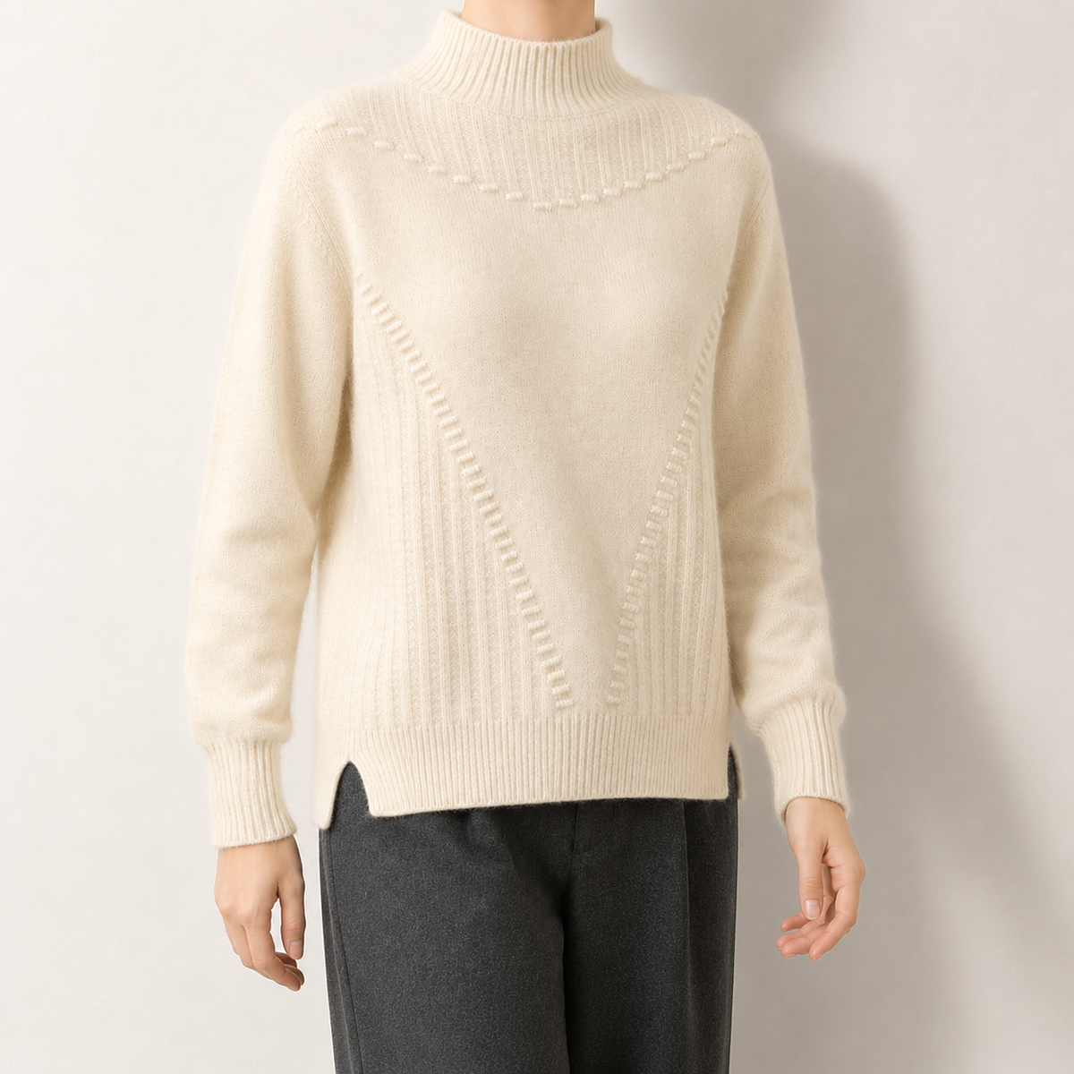 Mock Neck Textured Knit Jumper