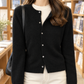 Soft Knit Round Neck Cardigan with Button Front