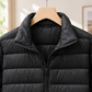 Jacket Cashmere-Feel Quilted Polyester with Stand Collar and Zip