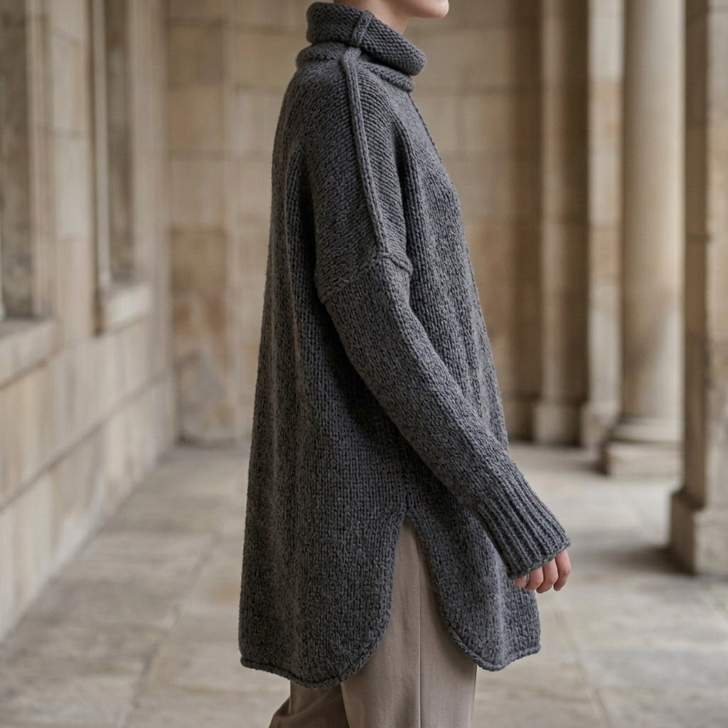 Cashmere-Feel Stacked Collar Jumper