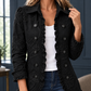 Jacket Polyester Fitted with Floral Appliqué and Ruffled Edging