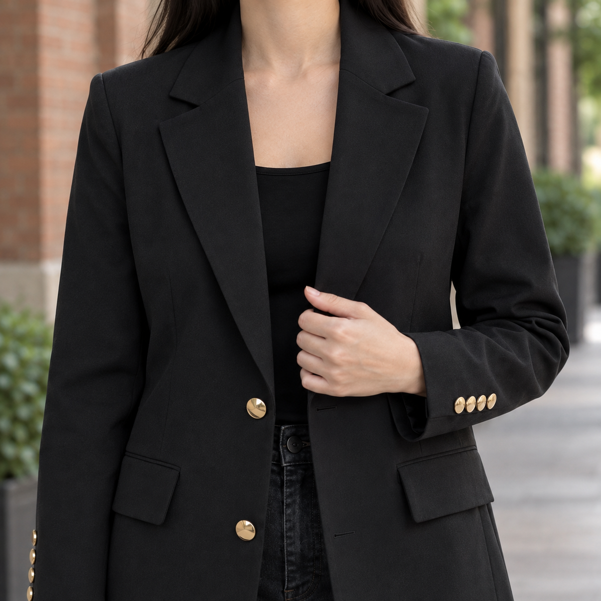 Blazer Polyester Regular Fit with Gold-Tone Buttons and Lined Interior
