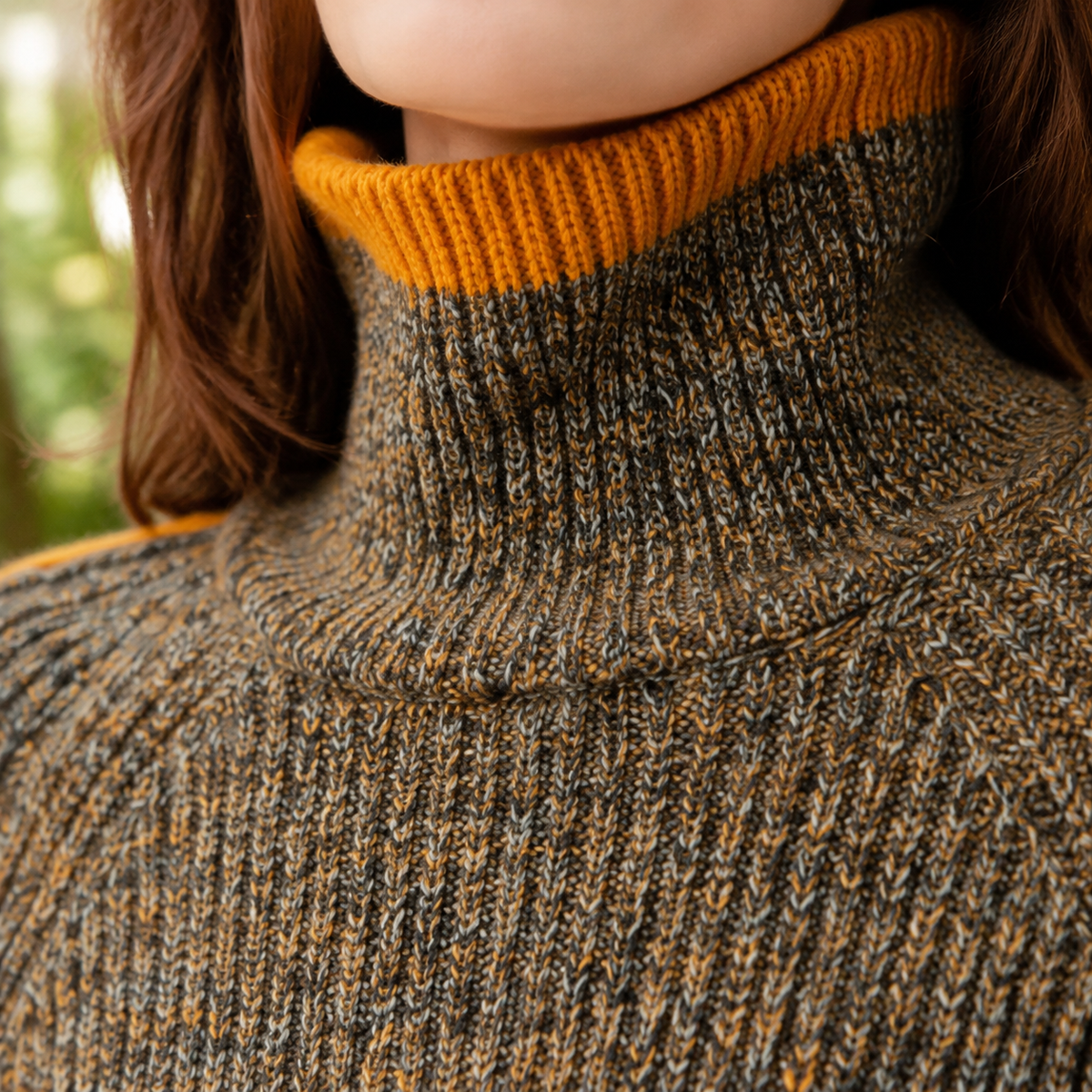 Contrast Roll Neck Jumper with Oversized Sleeves