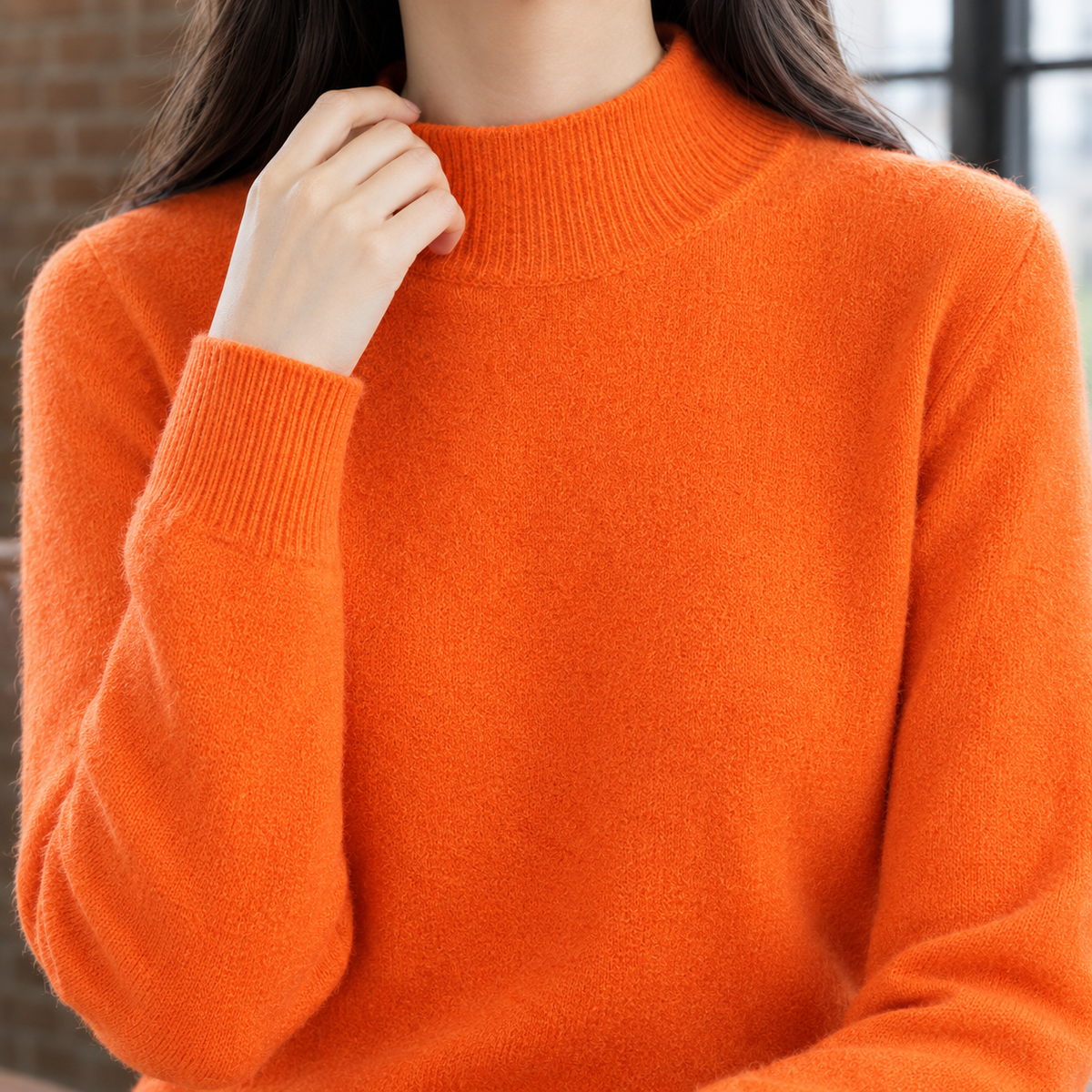 Smooth Silky Knit Mock Neck Jumper