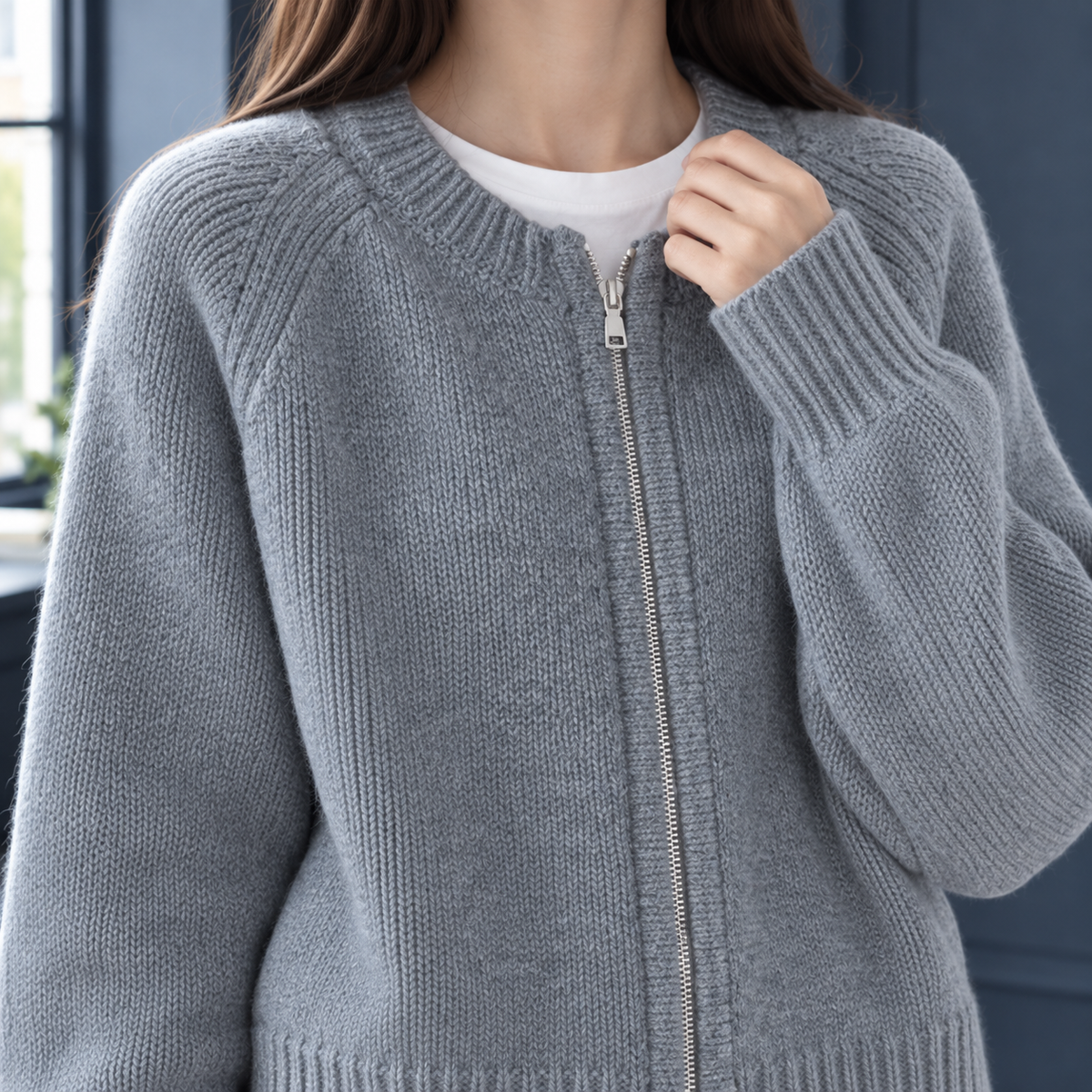 Loose Cropped Cardigan with Chunky Texture