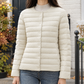 Quilted Jacket Polyester Lightweight with Round Neckline and Snaps