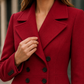 Overcoat Polyester Double-Breasted Maxi with Defined Waist