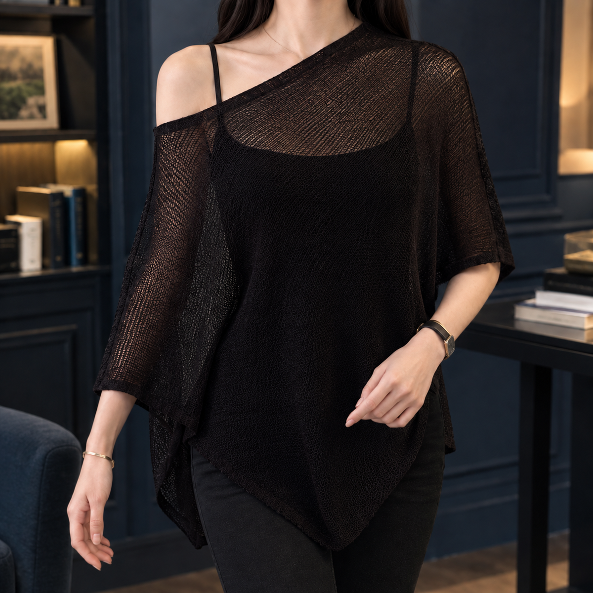Asymmetric Silk-Blend Knit Top
