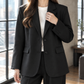 Blazer Polyester Relaxed Tailored with Notched Lapels, Single-Breasted