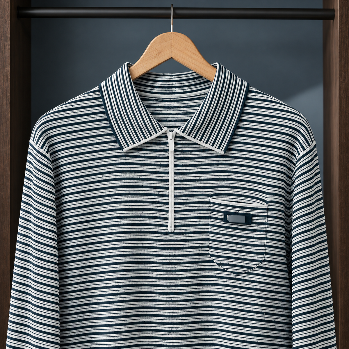 Striped Polo Collar Jumper