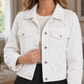 Denim Jacket Relaxed Waist-Length with Pearl Embellishments