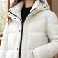 Hooded Jacket Cashmere-Feel Longline Padded with Zip and Snap Closure