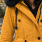 Overcoat Polyester Longline with Plush-Trimmed Hood and Cinched Waist