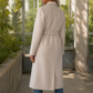 Overcoat Polyester Tailored Double-Breasted with Self-Tie Waist Belt