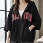 Cotton-Blend Zip Hoodie with Elbow-Length Sleeves