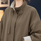 Overcoat Polyester A-Line Mid-Thigh with Checked Collar and Cuffs