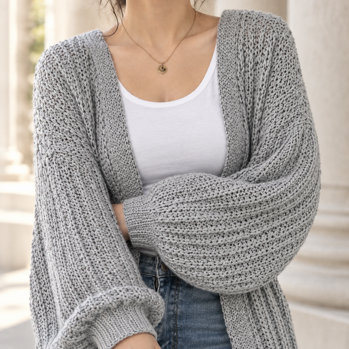 Chunky Knit Open-Front Cardigan