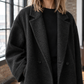 Coat Wool Blend Oversized Long with Broad Notched Lapels
