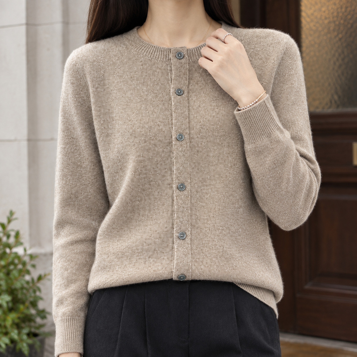 Wool-Rich Knit Cardigan