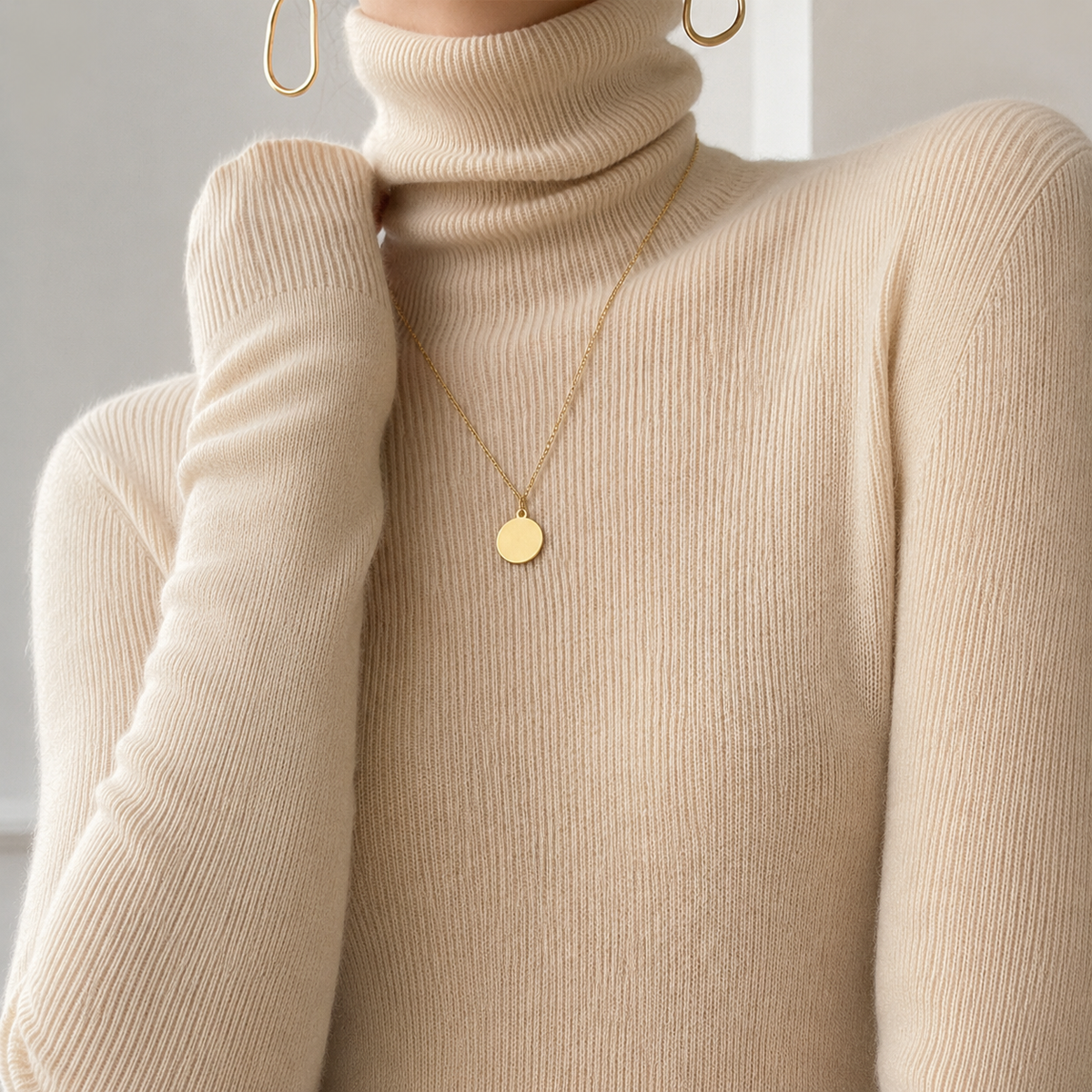 Cashmere-Feel Fine Rib Slim Jumper