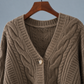 Deep V-Neck Cable Cardigan
