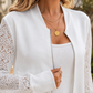 Crochet Jacket Polyester with Floral Crochet Sleeves and Metal Zip