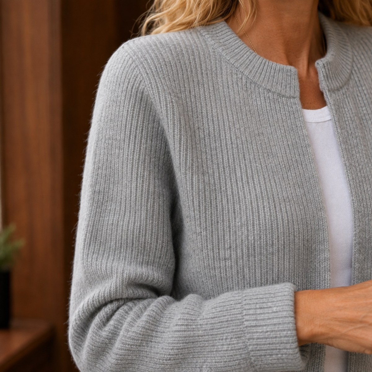 Soft Ribbed Hip-Length Cardigan