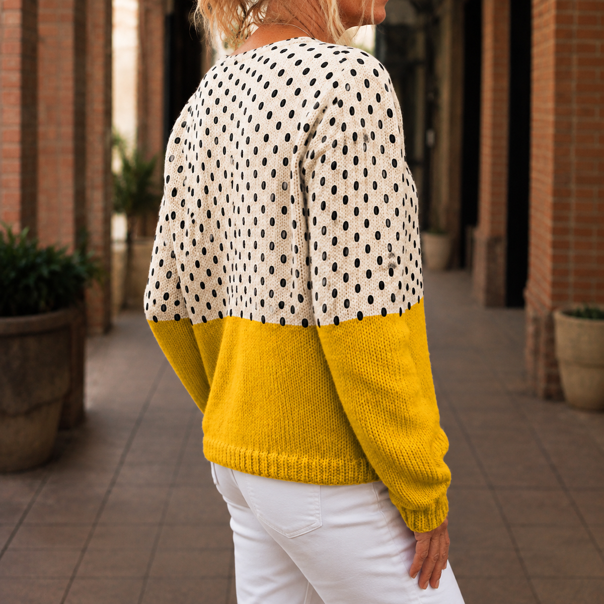 Colourblock Round Neck Cardigan