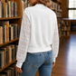 Crochet Sleeve Jacket Polyester Bomber with Metal Zip and Banded Hem