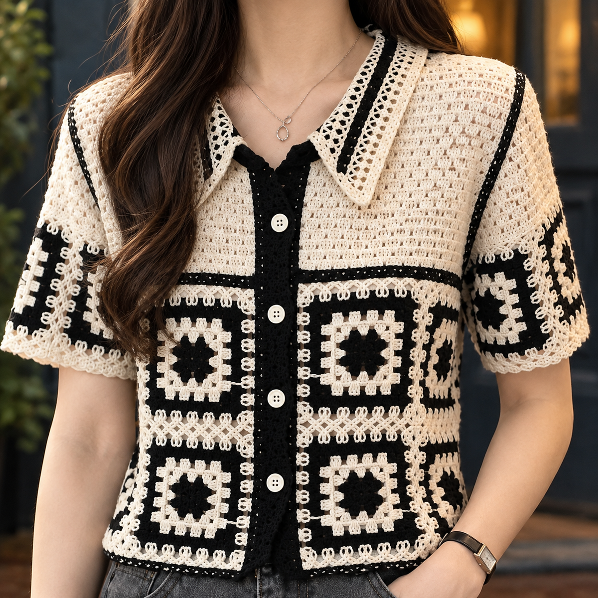 Geometric Crochet Cardigan