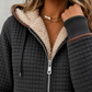Quilted Jacket Polyester Hooded with Sherpa Lining and Full Zip