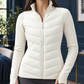 Quilted Jacket Polyester with Stand Collar and Thumbhole Cuffs