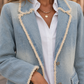 Blazer Washed Denim Oversized Longline with Frayed Edges
