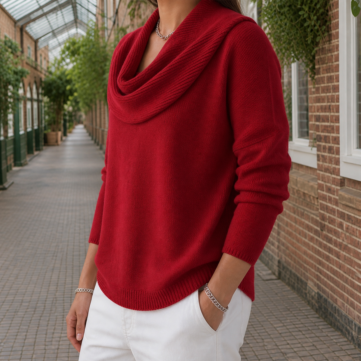 Cowl Neck Jumper with Dropped Shoulders