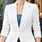 Blazer Polyester Fitted Hip-Length with Ruched Three-Quarter Sleeves