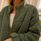 Quilted Jacket Polyester Relaxed with Square-Grid Quilting and Zip