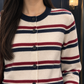 Striped Waist-Length Cardigan